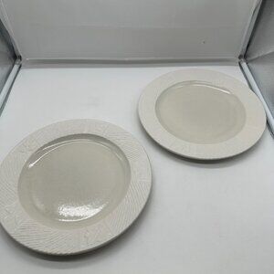 Set of 2 Pfaltzgraff Sierra Dinner Plate Plates  Off White Cream 11 1/8" Leaves